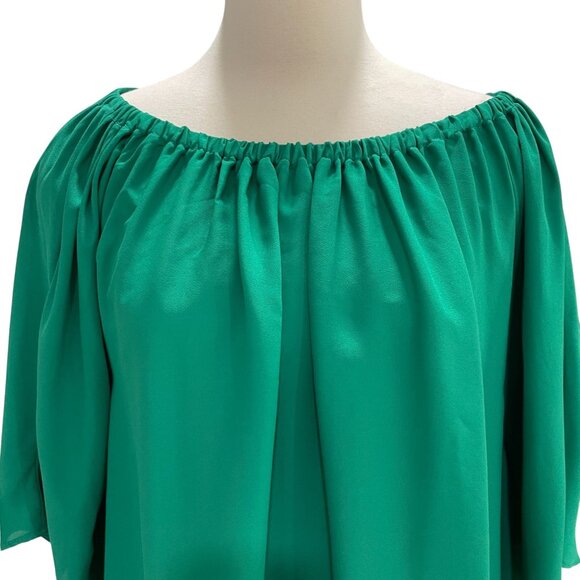 KrisA Emerald Green Off Shoulder Blouse M Boho Flowy Top Festival Cottagecore - Picture 5 of 9